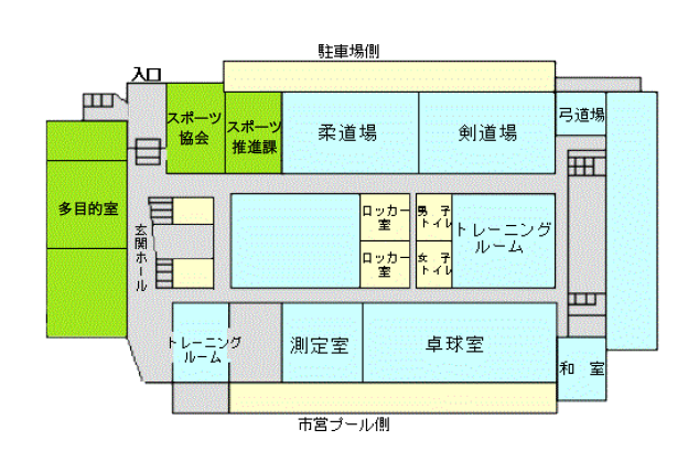 画像：中央体育館1階配置図