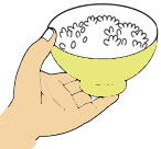 イラスト:食器をきちんと持ちましょう
